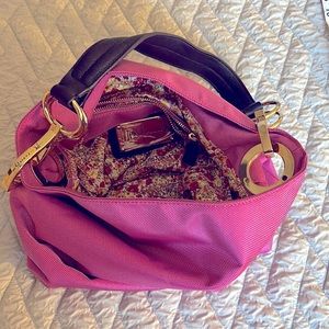Jean Pierre (JPK) Paris 75 hot pink hobo bucket bag with gold hardware